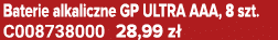 Baterie alkaliczne GP ULTRA AAA, 8 szt. C008738000 28,99 z 