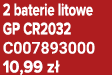 2 baterie litowe GP CR2032 C007893000 10,99 z 