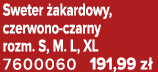 Sweter akardowy, czerwono czarny rozm. S, M. L, XL 7600060 191,99 z 