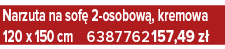 Narzuta na sof 2 osobow , kremowa 120 x 150 cm 6387762 157,49 z 