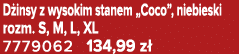 D insy z wysokim stanem „Coco”, niebieski rozm. S, M, L, XL 7779062 134,99 z 