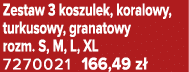 Zestaw 3 koszulek, koralowy, turkusowy, granatowy rozm. S, M, L, XL 7270021 166,49 z 