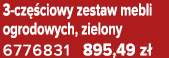 3 cz ciowy zestaw mebli ogrodowych, zielony 6776831 895,49 z 