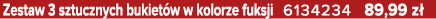 Zestaw 3 sztucznych bukiet w w kolorze fuksji 6134234 89,99 z 