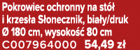 Pokrowiec ochronny na st  i krzes a S onecznik, bia y/druk   180 cm, wysoko   80 cm C007964000 54,49 z 
