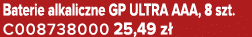 Baterie alkaliczne GP ULTRA AAA, 8 szt. C008738000 25,49 z 