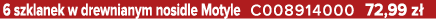 6 szklanek w drewnianym nosidle Motyle C008914000 72,99 z 