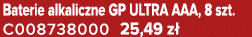Baterie alkaliczne GP ULTRA AAA, 8 szt. C008738000 25,49 z 