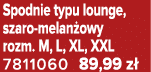 Spodnie typu lounge, szaro melan owy rozm. M, L, XL, XXL 7811060 89,99 z 