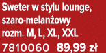 Sweter w stylu lounge, szaro melan owy rozm. M, L, XL, XXL 7810060 89,99 z 